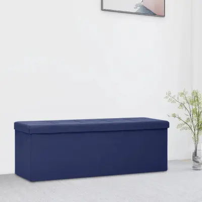 The Living Store Zložljiva klop s prostorom za shranjevanje modro um. platno - Klop S Prostorom Za Shranjevanje