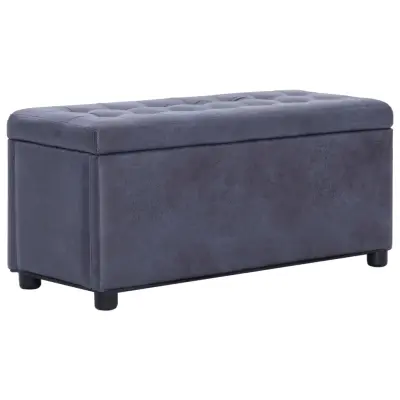 The Living Store Tabure s prostorom za shranjevanje 87,5 cm sivo umetno usnje - Tabure S Prostorom Za Shranjevanje