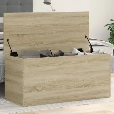 The Living Store Škatla za shranjevanje sonoma hrast 100x42x46 cm inženirski les - Škatla Za Shranjevanje