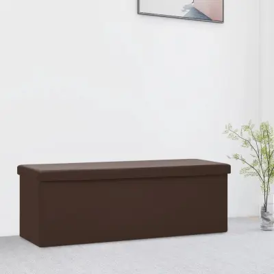The Living Store Zložljiva klop s prostorom za shranjevanje rjava PVC - Klop S Prostorom Za Shranjevanje