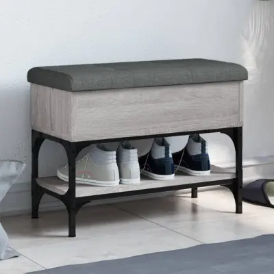 The Living Store Klop za čevlje siva sonoma 62x32x45 cm inženirski les - Klop Za Čevlje