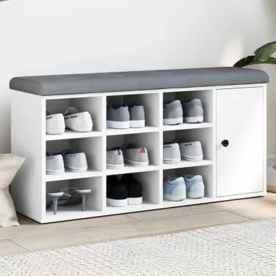 The Living Store Klop za čevlje bela 102x32x50 cm inženirski les - Klop Za Čevlje