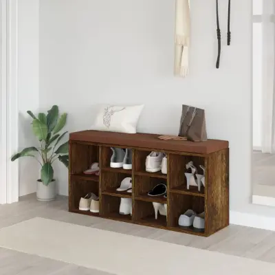 The Living Store Klop za čevlje dimljen hrast 103x30x48 cm inženirski les - Klop Za Čevlje