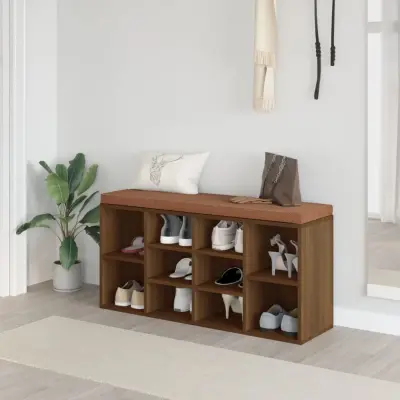The Living Store Klop za čevlje rjav hrast 103x30x48 cm inženirski les - Klop Za Čevlje