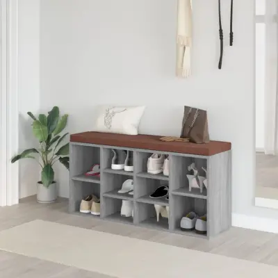 The Living Store Klop za čevlje siva sonoma 103x30x48 cm inženirski les - Klop Za Čevlje