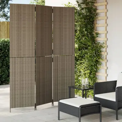 The Living Store Pregrada za sobo 3 plošče siv poli ratan - Pregrada Za Sobo