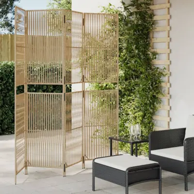 The Living Store Pregrada za sobo 4 plošče bež poli ratan - Pregrada Za Sobo