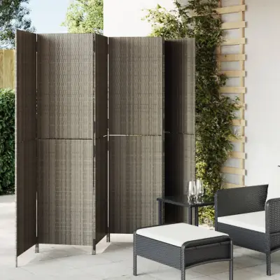 The Living Store Pregrada za sobo 6 plošč siv poli ratan - Pregrada Za Sobo