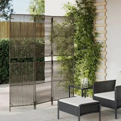 The Living Store Pregrada za sobo 3 plošče siv poli ratan - Pregrada Za Sobo