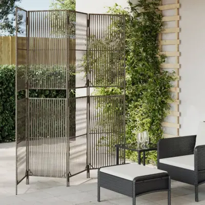 The Living Store Pregrada za sobo 4 plošče siv poli ratan - Pregrada Za Sobo