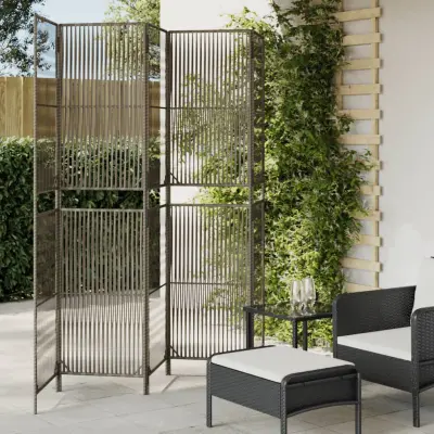 The Living Store Pregrada za sobo 5 plošč siv poli ratan - Pregrada Za Sobo