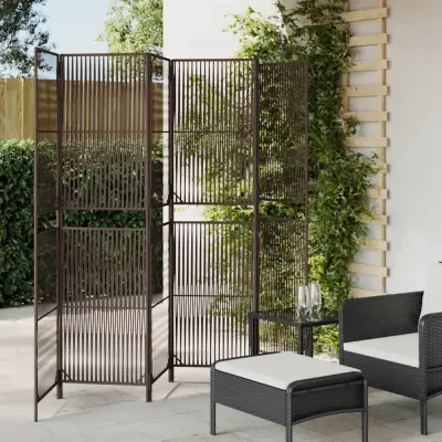 The Living Store Pregrada za sobo 6 plošč rjav poli ratan - Pregrada Za Sobo