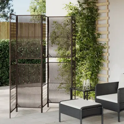 The Living Store Pregrada za sobo 5 plošč rjav poli ratan - Pregrada Za Sobo
