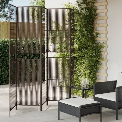 The Living Store Pregrada za sobo 5 plošč rjav poli ratan - Pregrada Za Sobo