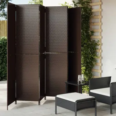 The Living Store Pregrada za sobo 6 plošč rjav poli ratan - Pregrada Za Sobo