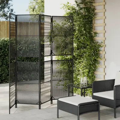 The Living Store Pregrada za sobo 4 plošče črn poli ratan - Pregrada Za Sobo
