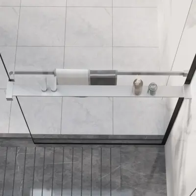 The Living Store Stenska polica za tuš kabino krom 80 cm aluminij - Polica Za Prho