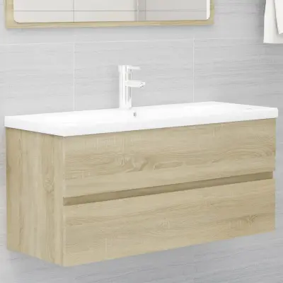 The Living Store Omarica za umivalnik z vgradnim umivalnikom sonoma hrast - Omarica Za Umivalnik Z Umivalnikom