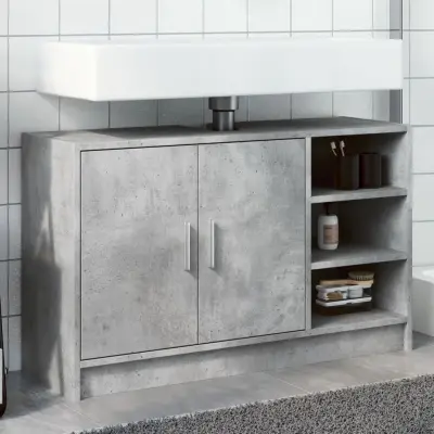 The Living Store Omarica za umivalnik betonsko siva 90x29x55 cm inženirski les - Omarica Za Umivalnik