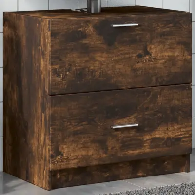 The Living Store Omarica za umivalnik dimljen hrast 59x37x59 cm inženirski les - Omarica Za Umivalnik