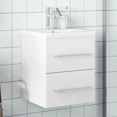 The Living Store Kopalniška omarica z umivalnikom bela - Omarica Za Umivalnik Za Kopalnico