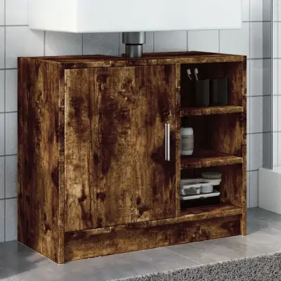The Living Store Omarica za umivalnik dimljeni hrast 63x29x55 cm inženirski les - Omarica Za Umivalnik