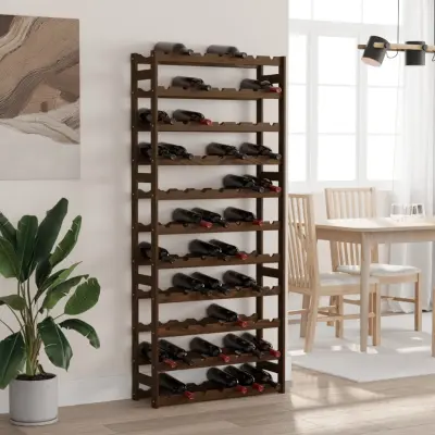 The Living Store Stojalo za vino 77 steklenic rjava trdna borovina - Stojalo Za Vino