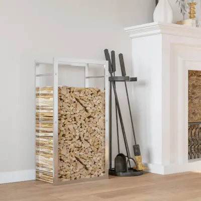 The Living Store Stojalo za drva 50x28x94 cm nerjaveče jeklo - Stojalo Za Drva