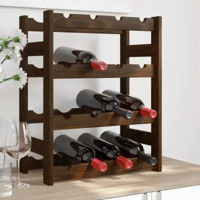 The Living Store Stojalo za vino 16 steklenic rjava trdna borovina - Stojalo Za Vino