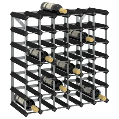 The Living Store Stojalo za vino za 42 steklenic črno trdna borovina - Stojalo Za Vino