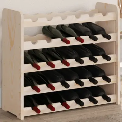 The Living Store Stojalo za vino 67,5x25x60 cm trdna borovina - Stojalo Za Vino