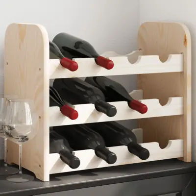 The Living Store Stojalo za vino 43x25x37 cm trdna borovina - Stojalo Za Vino