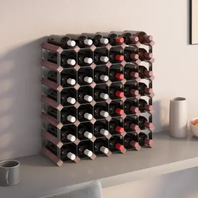 The Living Store Stojalo za vino za 42 steklenic rjavo trdna borovina - Stojalo Za Vino