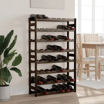 The Living Store Stojalo za vino 56 steklenic črna trdna borovina - Stojalo Za Vino