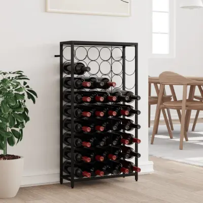 The Living Store Vinsko stojalo za 45 steklenic črno 54x18x100 cm kovano železo - Stojalo Za Vino