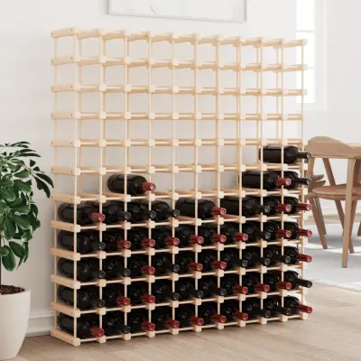 The Living Store Stojalo za vino za 120 steklenic 112,5x23x123,5 cm borovina - Stojalo Za Vino