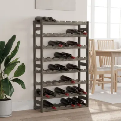 The Living Store Stojalo za vino za 56 steklenic siva trdna borovina - Stojalo Za Vino