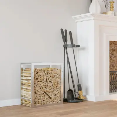 The Living Store Stojalo za drva 80x28x86 cm nerjaveče jeklo - Stojalo Za Drva
