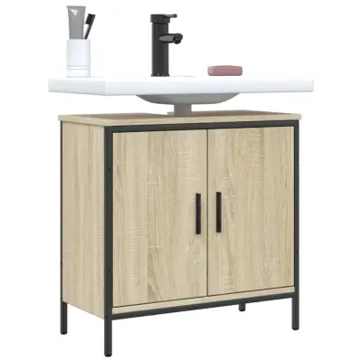 The Living Store Omarica za umivalnik sonoma hrast 60x30x60 cm inženirski les - Kopalniška Omarica Za Umivalnik