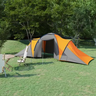 The Living Store Šotor za kampiranje za 6 oseb siv in oranžen - Šotor