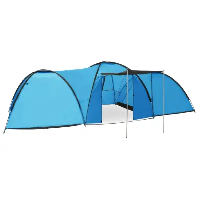The Living Store Šotor za kampiranje iglu 650x240x190 cm za 8 oseb moder - Šotor Za Kampiranje