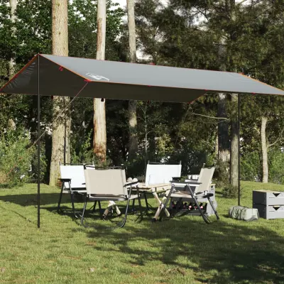 The Living Store Ponjava za kampiranje siva in oranžna 500x294 cm vodoodporna - Ponjava Za Kampiranje