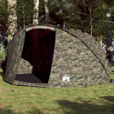 The Living Store Šotor za ribolov za 5 oseb kamuflažen vodoodporen - Šotor Za Ribolov