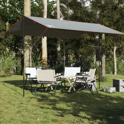 The Living Store Ponjava za kampiranje siva in oranžna 400x294 cm vodoodporna - Ponjava Za Kampiranje