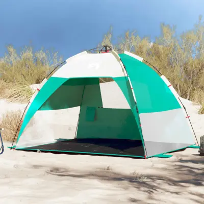 The Living Store Šotor za plažo za 2 osebi zelen za hitro postavitev vodoodporen - Šotor Za Plažo