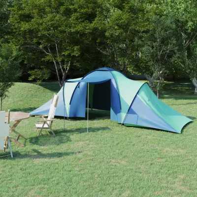 The Living Store Šotor za kampiranje za 6 oseb moder in zelen - Šotor