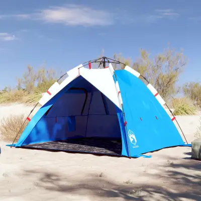 The Living Store Šotor za plažo za 3 osebe moder za hitro postavitev vodoodporen - Šotor Za Plažo