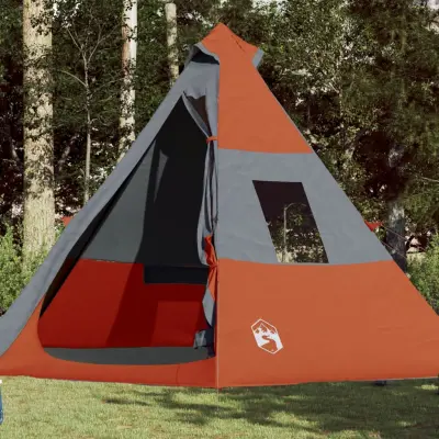 The Living Store Šotor za kampiranje tipi za 7 oseb oranžen vodoodporen - Šotor Za Kampiranje