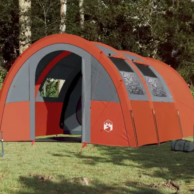 The Living Store Šotor za kampiranje za 4 osebe siv in oranžen vodoodporen - Šotor Za Kampiranje