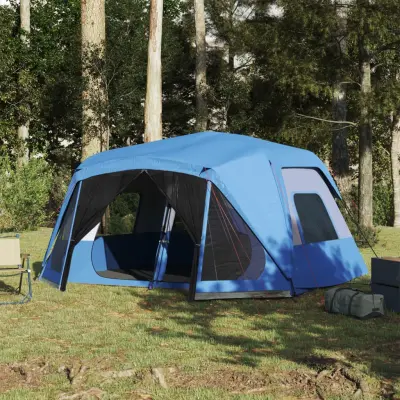 The Living Store Šotor za kampiranje za 10 oseb moder vodoodporen - Šotor Za Kampiranje